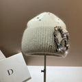 Rhinestone Heart Knit Beanie