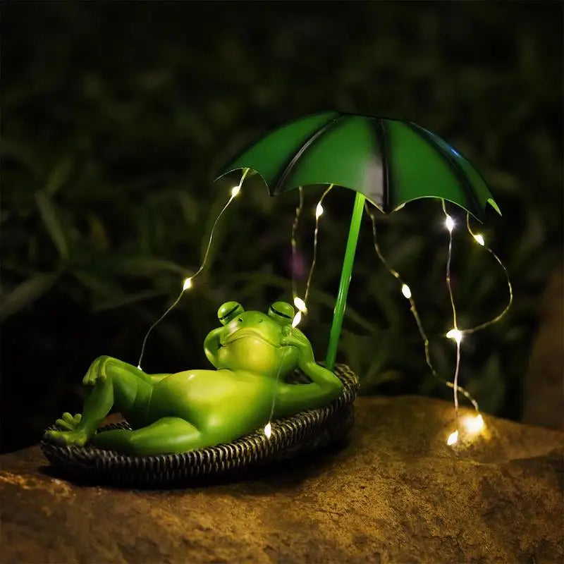 Solar-Powered Frog Statue