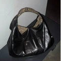 Glossy Bag With Leopard Interior Bag