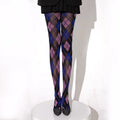 Retro Harlequin Plaid Sheer Tights