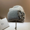 Rhinestone Heart Knit Beanie
