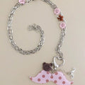 Pink Polka Dot Beard Pendant Necklace