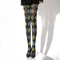 Retro Harlequin Plaid Sheer Tights