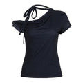 Lariat Cowl One‑Shoulder Top