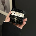 Black Croc AirPods Case with Cross Detail