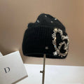 Rhinestone Heart Knit Beanie