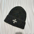 Metal Cross Knit Beanie