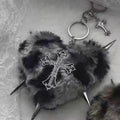 Spiked Cross Heart Keychain