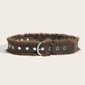 Faux Fur Grommet Waist Belt