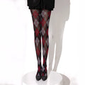 Retro Harlequin Plaid Sheer Tights