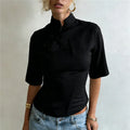 Mandarin Frog Button Top