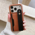 Leather Wrist Strap Card Holder iPhone Case