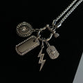 Multi‑charm horseshoe‑clasp necklace