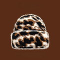 Leopard Plush Knit Beanie