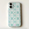Mint Grid Clear iPhone Case