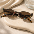 Rhinestone Half-Frame Sunglasses