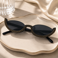 Rhinestone Half-Frame Sunglasses