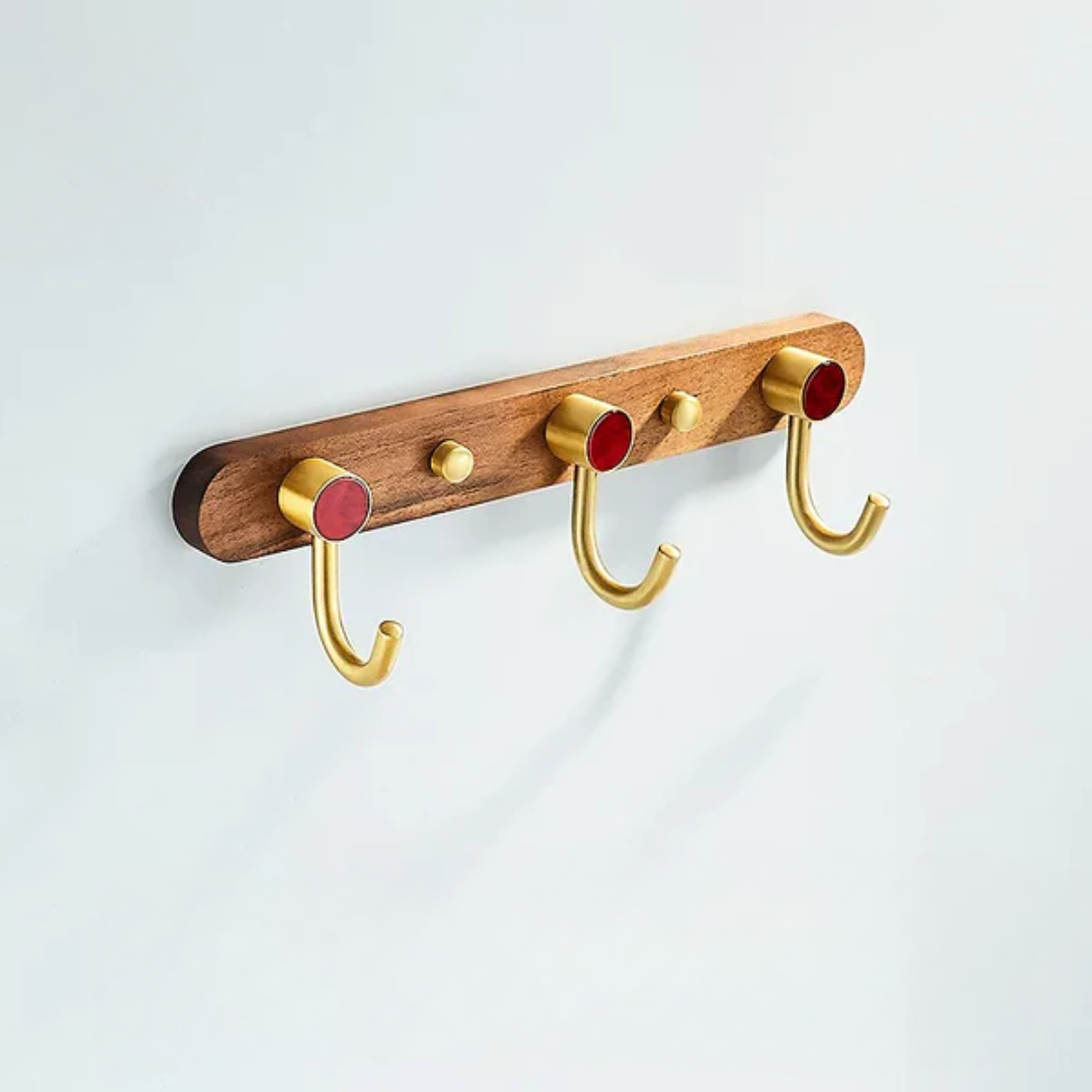 Heirloom Walnut Coat Rack with Brass Hooks – Monte Browne