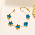 Fortuna's Favor: Five-Leaf Clover Charm Bracelet
