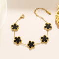 Fortuna's Favor: Five-Leaf Clover Charm Bracelet