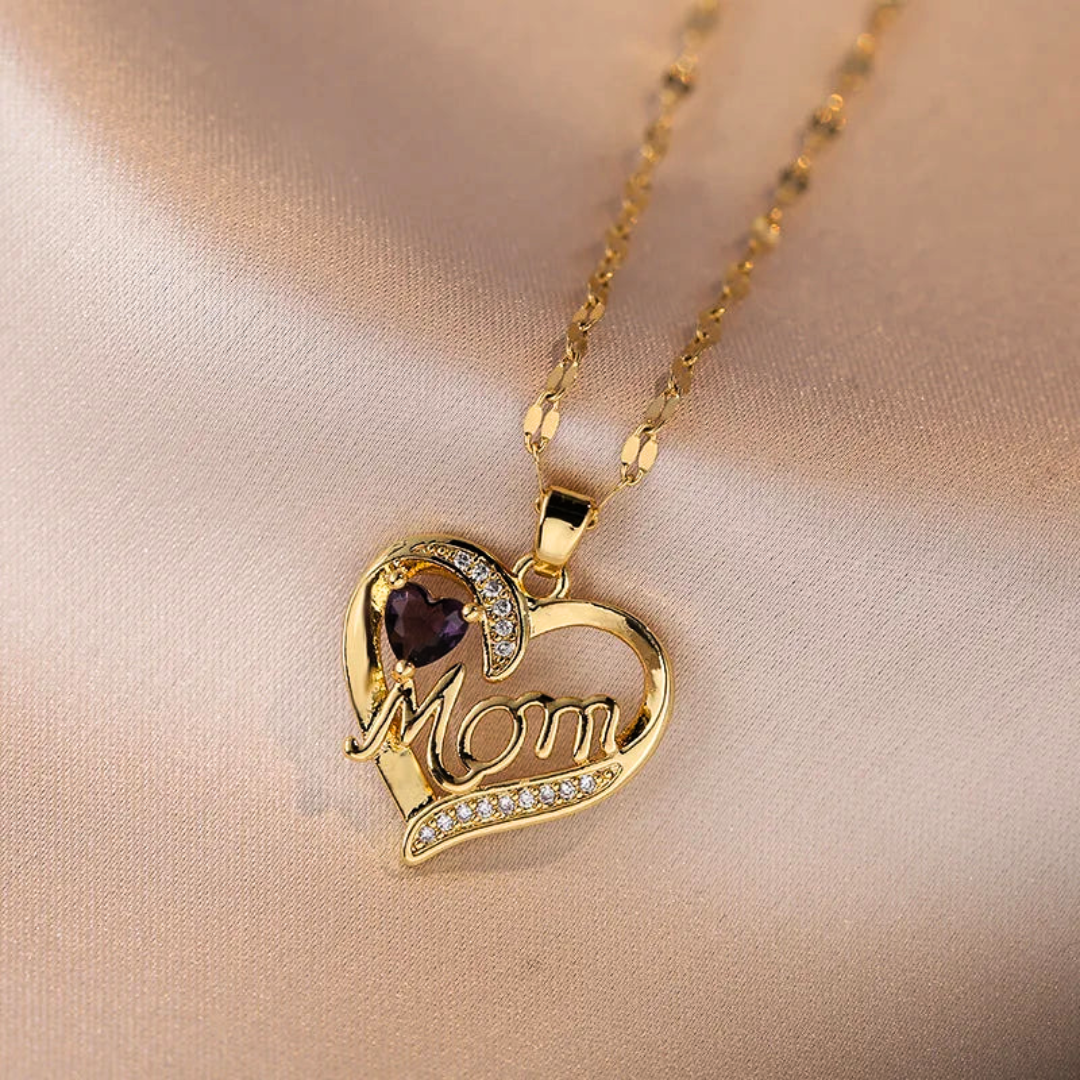 Everlasting Love Mom&#39;s Birthstone Heart Necklace