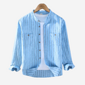Markes Stand Collar Stripe Shirt