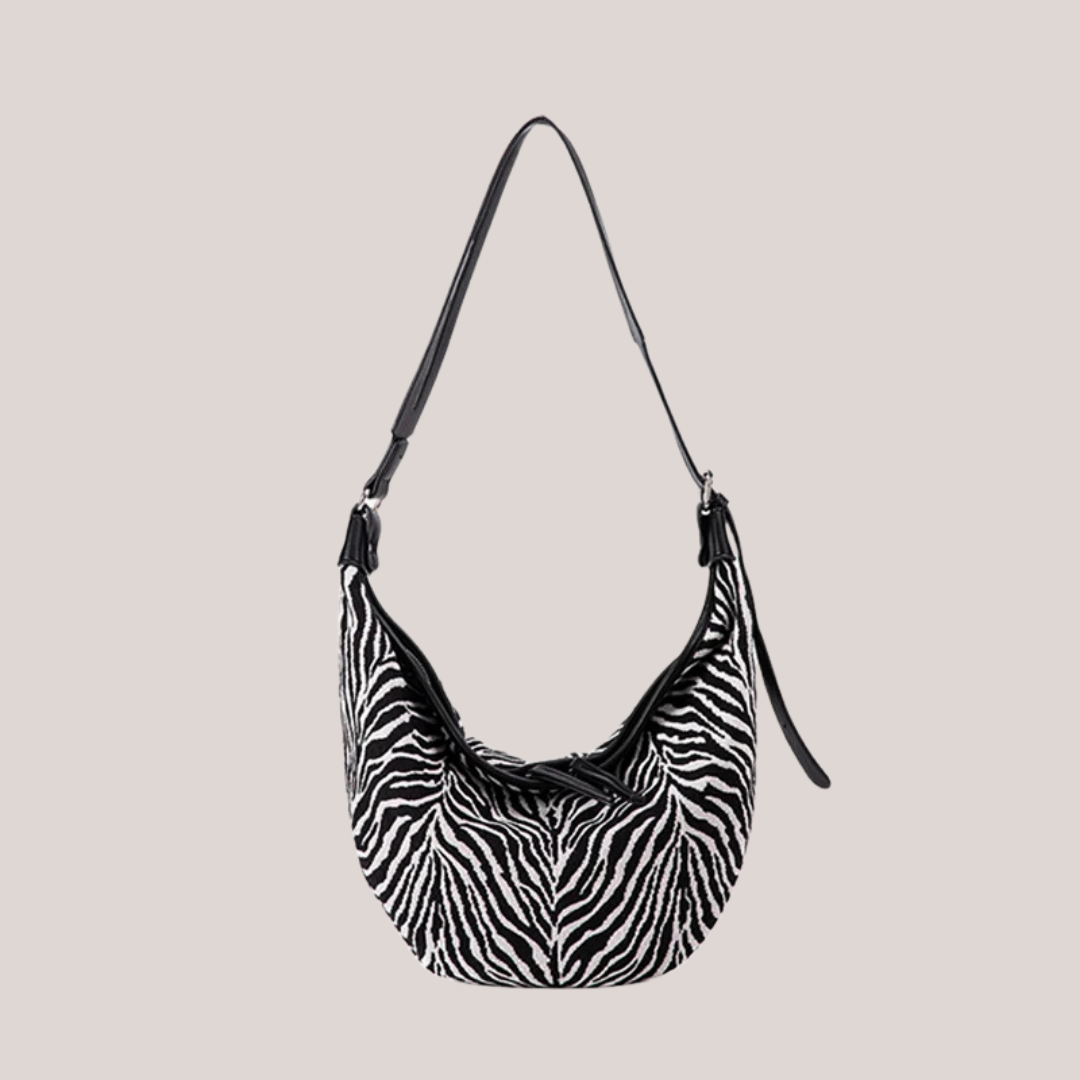 Zebra Crescent Hobo Bag
