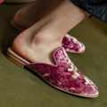 Embroidered Velvet Mules